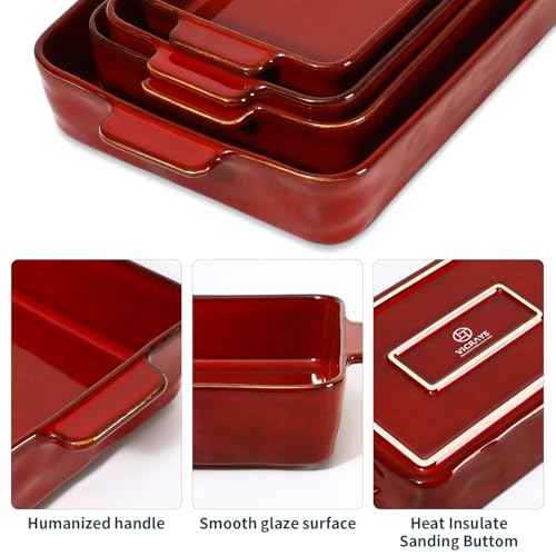 Ceramic Bakeware Set (Set of 4 / Cherry Red)