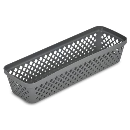 Plastic Storage Basket Set (Grey / Narrow)