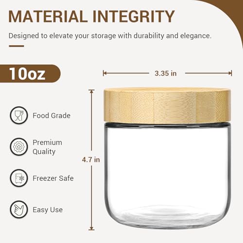 4 pack 10oz Glass jars with Airtight Lids (Natural-4-10oz)