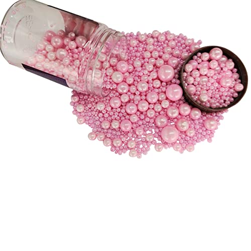 Edible Pink Sugar Pearls Candy Sprinkles 120G (4.23 Ounce)