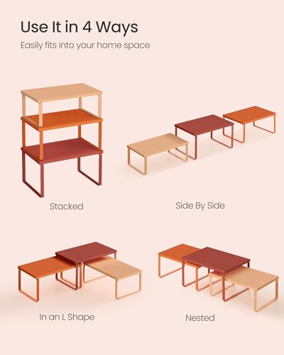 Cabinet Organizer Shelf (Mandarin Red + Pumpkin Orange / S (4.6"H) + S (5.4"H) + S (6.2"H))