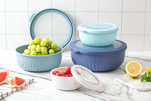 Prep Bowls with Lids (Blue / 8 Piece Set - Wide Bowls)