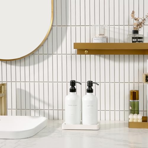 White Soap Dispenser Set (Black Pump & White Bottle)