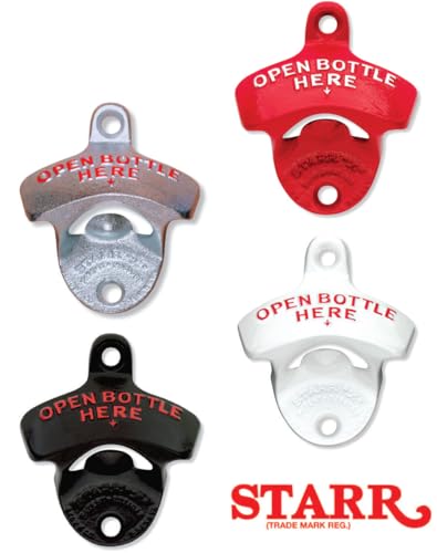 Original Black Open Here Wall Mounted Bottle Opener (Black)