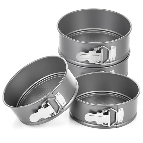 4 Pcs 7 Inch Non Stick Springform Pans Cheesecake Pans (Gray / 7 Inch)