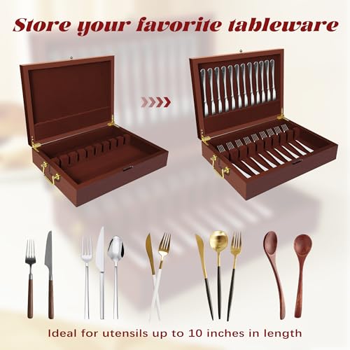 Silverware Storage Box Solid Wood with Lid