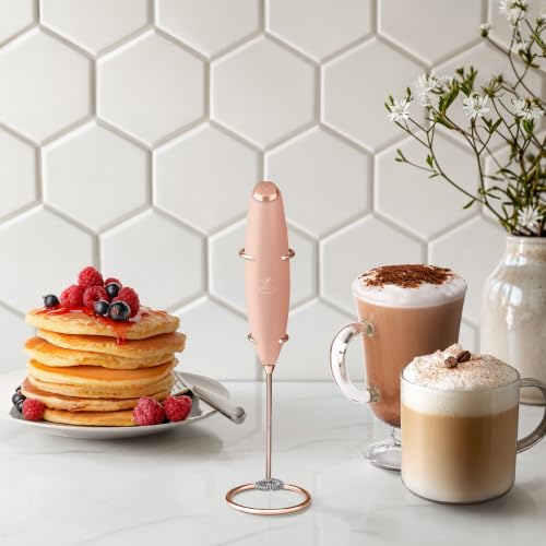 Powerful Milk Frother Wand With Duracell Batteries (Kismet Rose / Z1 Motor + Batteries)