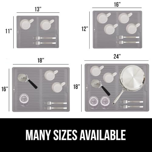 Patented BPA Free Silicone Dish Drying Mat (18" x 24" / Silicone / Gray)