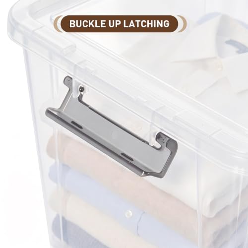 6 Packs 32 QT Plastic Storage Bins with Lids Large Stackable Storage Containers for Organizing Clear Storage Box for Garage (32 Qt - 6 Packs / Clear White)
