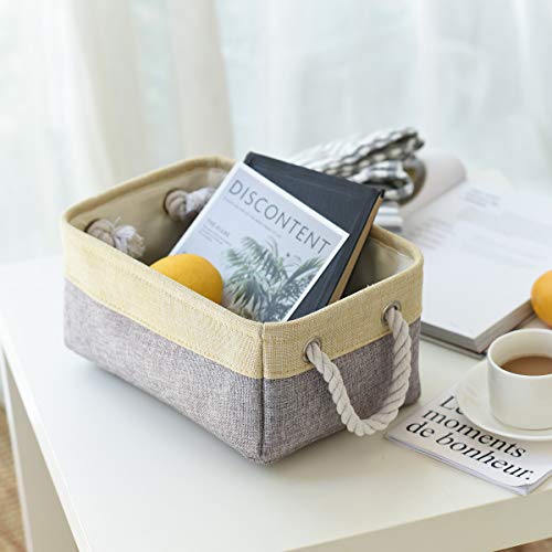 Storage Baskets for Organizing (Gold&Grey / 6PCS/Small -11.8Lx7.9Wx5.2H)