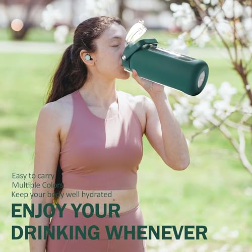 64oz Glass Water Bottles with Straw (Ink green / 64 Ounces)
