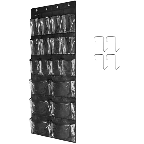 Extra Large Hanging Over Door Shoe Organizer (B-black&Clear)