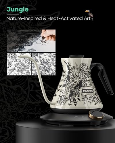 Color Changing Gooseneck Electric Kettle for Precision Brewing (Jungle)