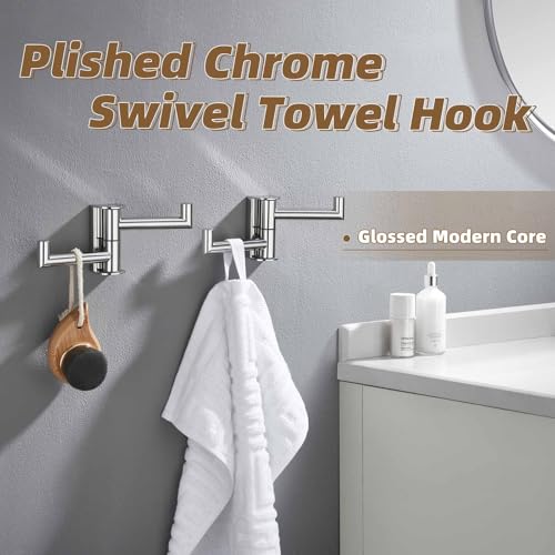 Swivel Wall Hooks with 2 Arm (2 Pack / Polished Chrome)