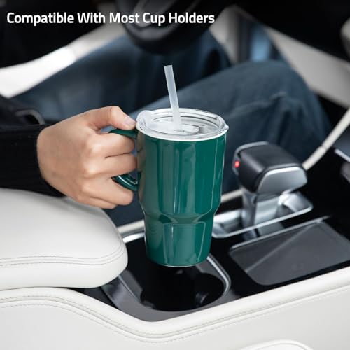 Sweejar Ceramic Tea Cup with Lid (Jade / Travel Cup(16 Fl Oz))