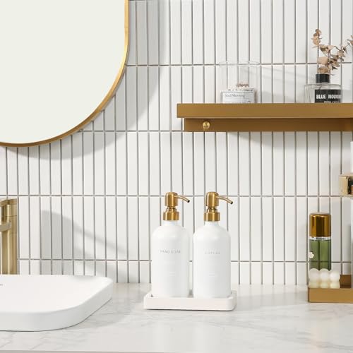 Gold Soap Dispenser Bathroom Set (Gold Pump & White Bottle)