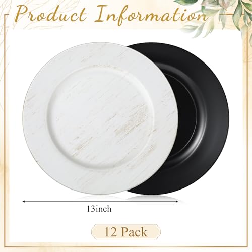 12 Pcs White Vintage Charger Plates (Vintage / White)