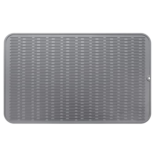 Silicone Dish Drying Mat for Multiple Usage (Gray / 28"L x 18"W)