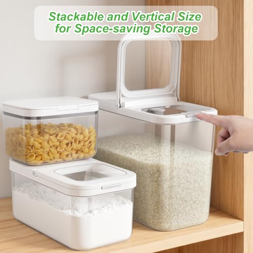12 Lbs Rice Flour Sugar Storage Containers Dry Food Holder with Flip (6.5Qt-Rectangle)