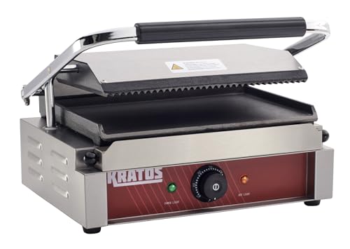 Commercial Panini Sandwich Grill Grooved Top w (Medium w/ Smooth & Grooved Plates)