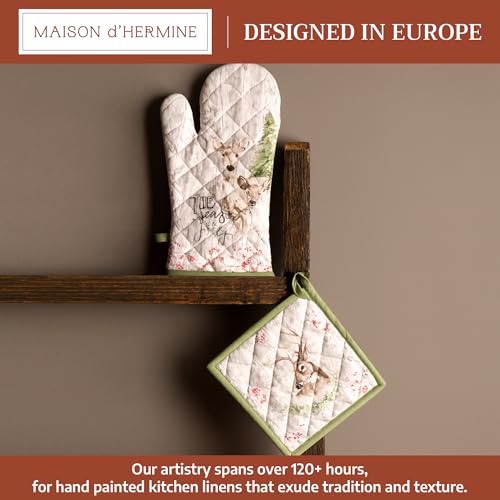 100% Cotton Oven Mitt & Pot Holder Set (091 - Mountain Life / 7.5" x 13" & 8" x 8" (Oven Mitt & Pot Holder))