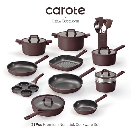 31pcs Nonstick Cookware Sets (Coffee / 31 Piece)