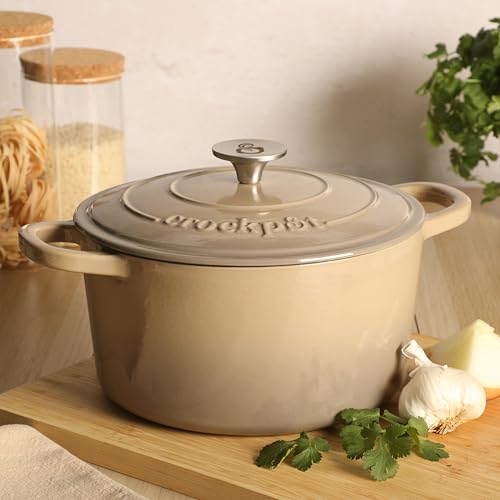 Artisan 5 Quart Enameled Cast Iron Dutch Oven Pot with Lid (Gradient Taupe / 5-Quart)
