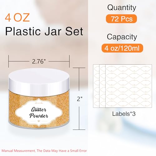 4 OZ Plastic Jars with Lids (4OZ 72Pcs White)