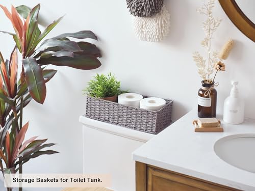 Bathroom Basket Organizer (Gray / 15 ¾"L x 6 ½"W x 4 ¼"H)