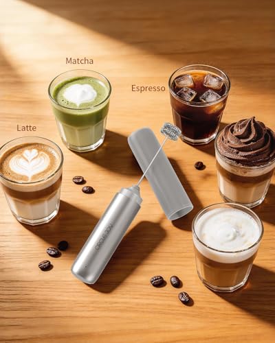 Rechargeable Milk Frother Handheld (Silver)