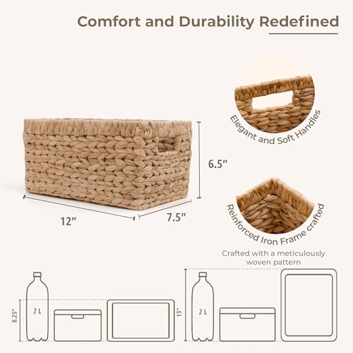 KOKODO Wicker Storage Basket Set of 2 (Natural / Medium Set 2 12.5"Lx7.5"W)