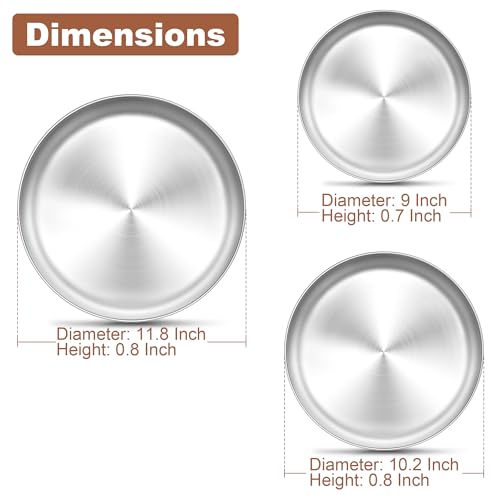 Pizza Pan, 9/10/12 Inch Stainless Steel Pizza Pans Trays Set of 3 (8.66 Count)