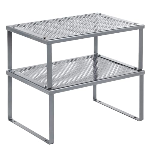 Set of 2 Metal Spice Racks (Silver / 2 Tiers (9"D x 12.6"W))