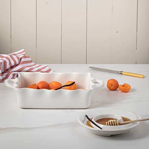 Ceramic 13.5" x 8.5" Rectangular Ruffled Baker (Cook & Host White)