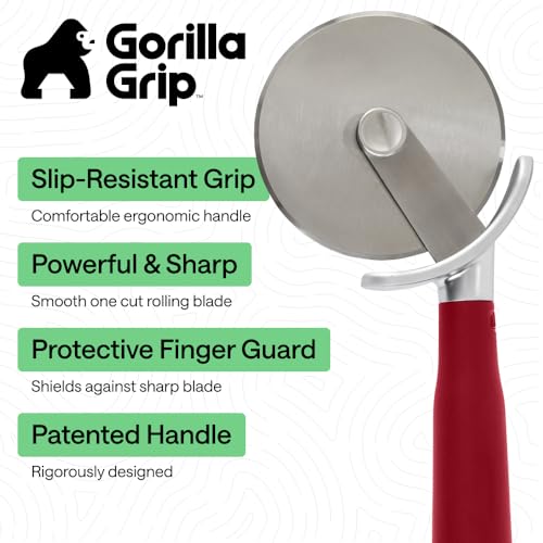 Patented Stainless Steel Large Pizza Cutter Wheel (Red)
