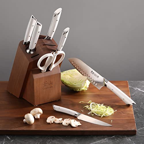 HELENA Series German Steel Forged Knife Block Set (8-Piece / White)