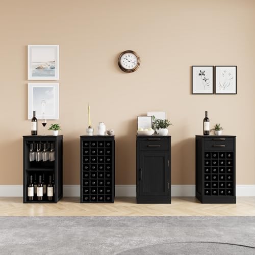 6 Tier Wine Rack Freestanding Floor with 2 Drawers (24 Bottles / Black)