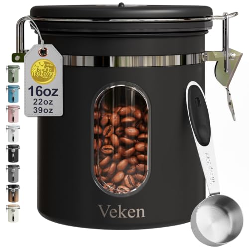 Coffee Canister with Window (Black / 16 oz)