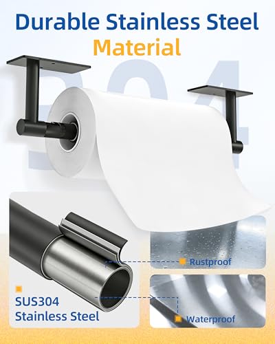 Paper Towel Holder Under Cabinet (Matte Black / One Hand Tear - Rectangle)