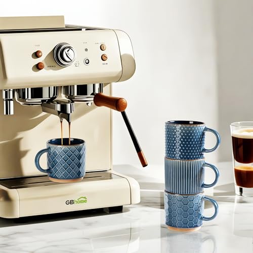 12 OZ Stackable Coffee Mugs Set of 4 (Moonlight Blue / 12oz (With Stand))