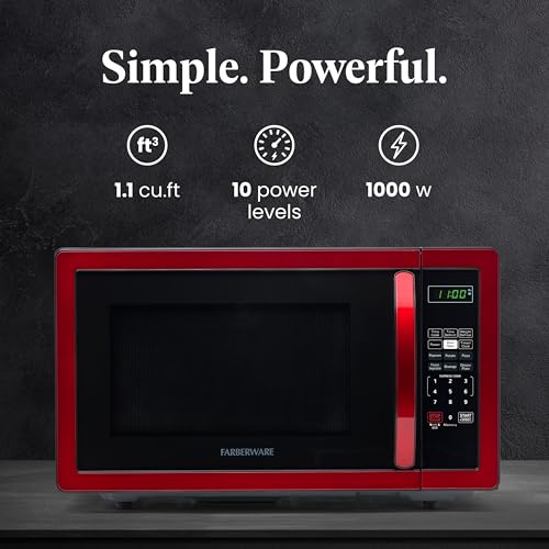 1.1 Cu. Ft. Countertop Microwave Oven (1.1 Cu. Ft. / Metallic Red)