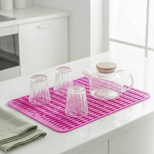 Silicone Dish Drying Mat (Rose / 16"L x 12"W)