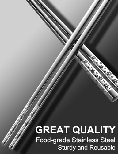 5 Pairs Metal Chopsticks Reusable 18