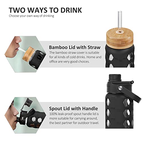 24oz Glass Water Bottle (Black / 24 Ounces)