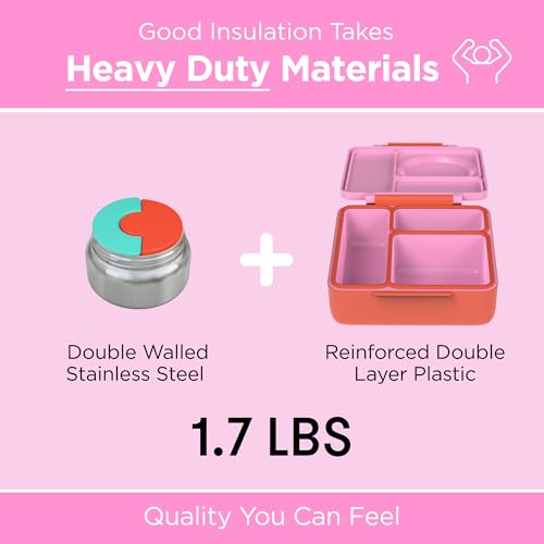 OmieBox Kids Insulated Leakproof Bento Lunch Box with Food Jar
