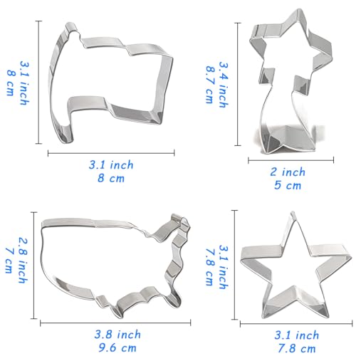 4th of July Cookie Cutters 8Pcs Large Size for Celebration (4th of July)