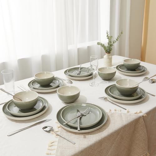 Ceramic Dinnerware Sets for 6 (Gray Green / Set (18pcs))