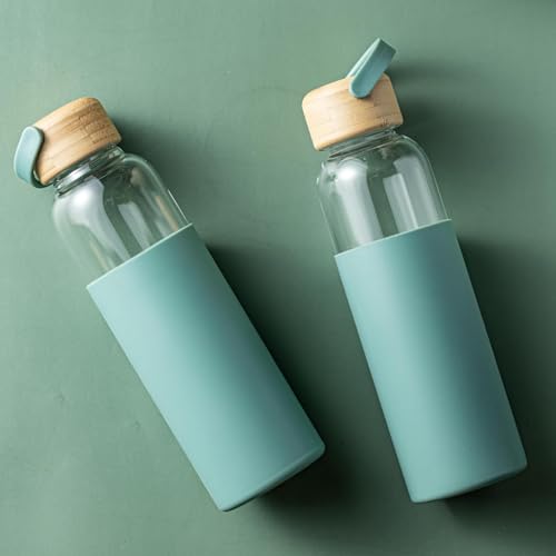 21oz Borosilicate Glass Water Bottle with Non (2pcs Green)
