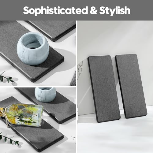 2PCS Bathroom Trays (2 Pack - Charcoal Gray / 9" x 3.5")