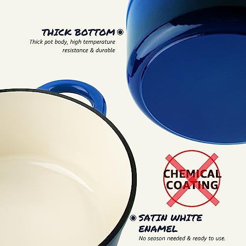 Enameled Cast Iron Dutch Oven (4.5 Quart / Sapphire blue)